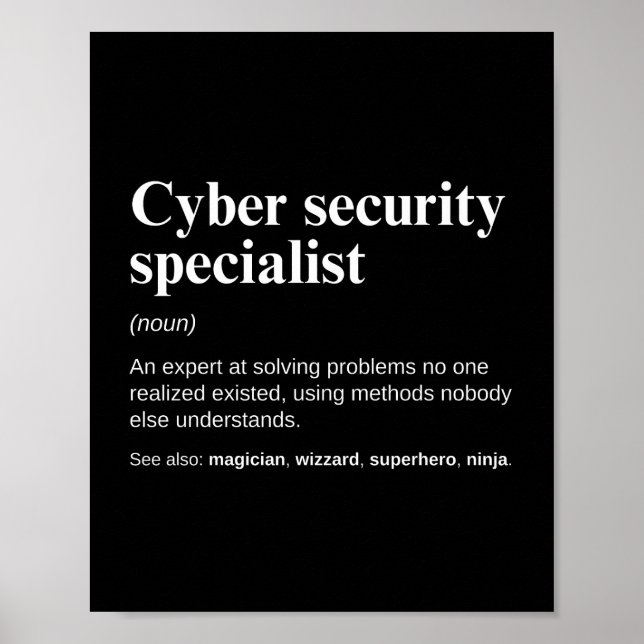 Cyber Security Specialist Funny Analyst Work Poster (Framsidan)