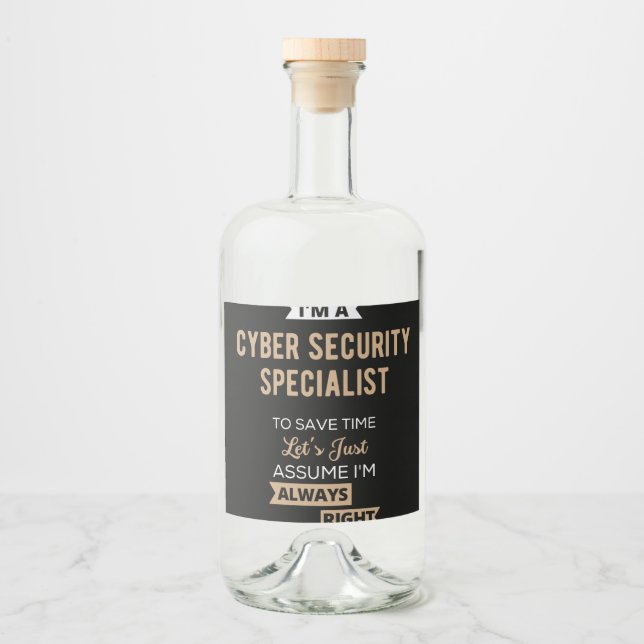Cyber Security Specialist Spritflaskor Etikett (Framsida)