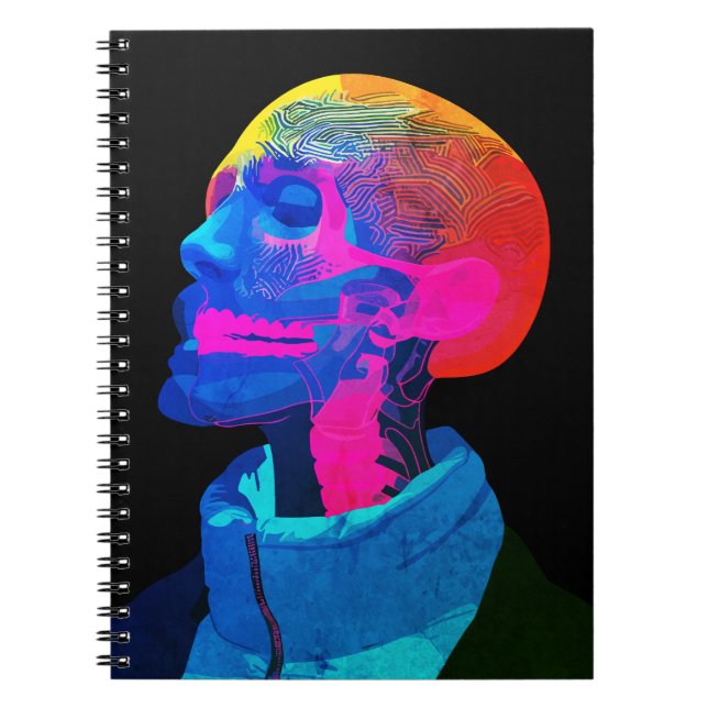 Cyber Skull – Futuristisk Anatomi Konst Anteckningsbok (Framsidan)