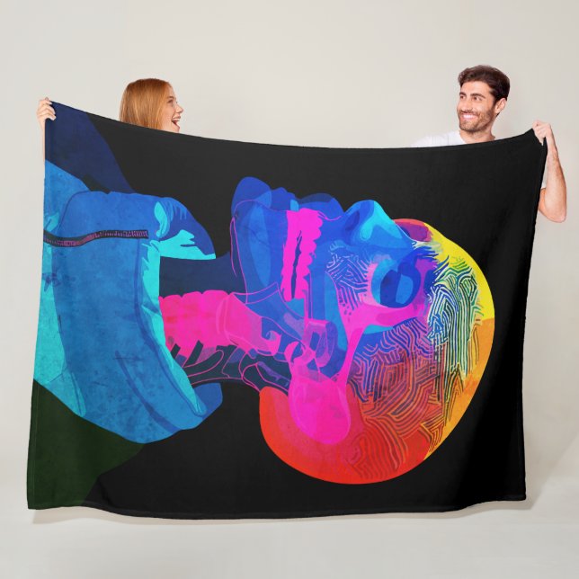 Cyber Skull - Futuristiska Anatomy Art Fleecefilt (På plats)