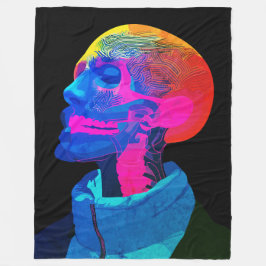 Cyber Skull - Futuristiska Anatomy Art Fleecefilt