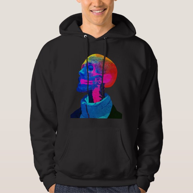 Cyber Skull - Futuristiska Anatomy Art Hoodie (Framsida)