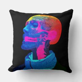 Cyber Skull - Futuristiska Anatomy Art Kudde
