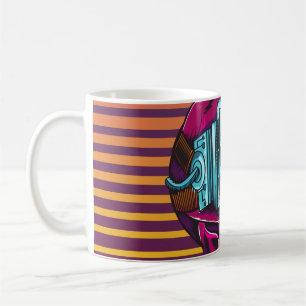 Cyber Skull Virtuell Reality Cyberpunk diskett Kaffemugg