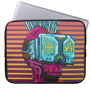 Cyber Skull Virtuell Reality Cyberpunk diskett Laptop Fodral
