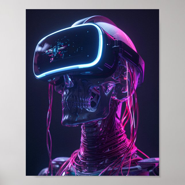 Cyber Skull VR — Futuristiskt spelposter Poster (Framsidan)