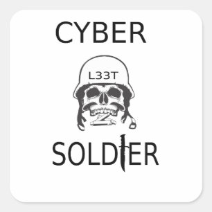 Cyber Soldier Hacker Stickers Fyrkantigt Klistermärke