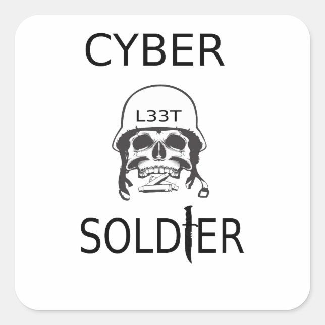 Cyber Soldier Hacker Stickers Fyrkantigt Klistermärke (Framsida)