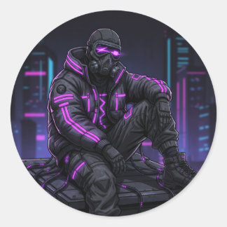 Cyber Street Guardian – Neon Underground-stil Runt Klistermärke