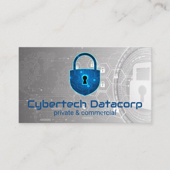 Cyber Tech Padlock-Logotyp | Säkerhet Visitkort (Framsida)