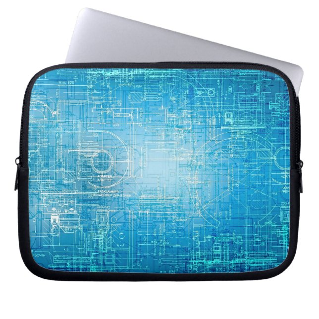 Cyber Tech Ritning - Elblå datorskydd Laptop Fodral (Framsidan)