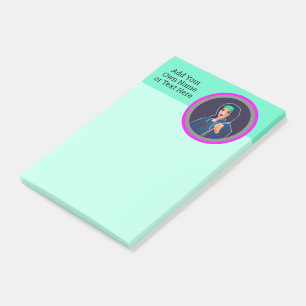 Cyber Tech Theme - Kvinnor i Futuristiskan Hoodie Post-it Block