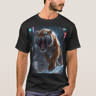 Cyber Tiger rytande Väggkonst T Shirt