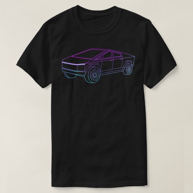 Cyber Trucks Line Art Futuristiska Lastbil Cyber D T Shirt (Design framsida)