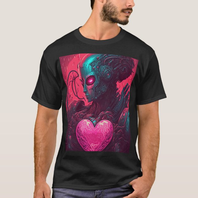 "Cyber Valentine" design för cybernetiska kvinnor T Shirt (Framsida)