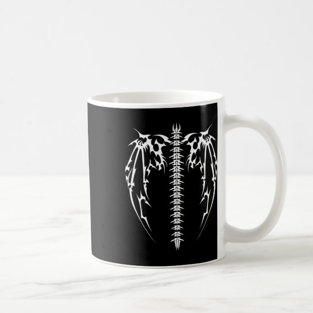 Cyber Vingar Tattoo Stil Art Robotic Celtic Raven Kaffemugg (Höger)