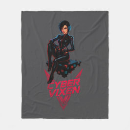 Cyber Vixen Gamer Girl - Gray Video Gaming Graphic Fleecefilt