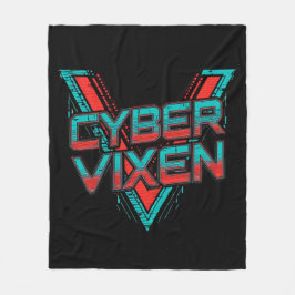 Cyber Vixen - Gamer Girl - Red Teal Gaming Graphic Fleecefilt