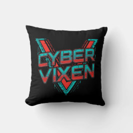 Cyber Vixen - Gamer Girl - Red Teal Gaming Graphic Kudde
