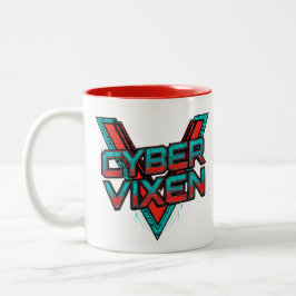 Cyber Vixen - Gamer Girl - Red Teal Gaming Graphic Två-Tonad Mugg