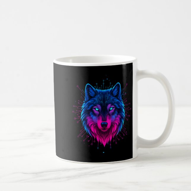 Cyber Wolf For Animal Lovers And Birthday And Birt Kaffemugg (Höger)