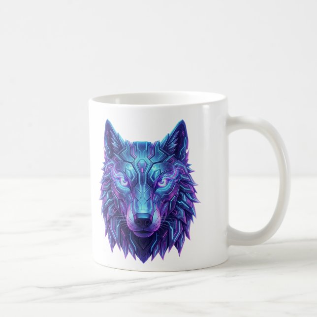 Cyber Wolf Spirit Guardian of Intuition Kaffemugg (Höger)