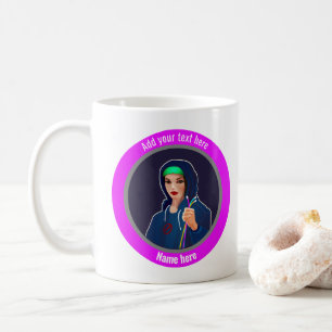 Cyber Woman and Network Cables - lägg till lustig Kaffemugg