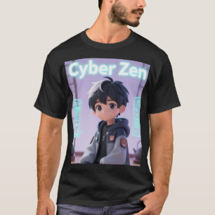 Cyber Zen 3D Anime Pojke Futuristisk Techwear Graf T Shirt