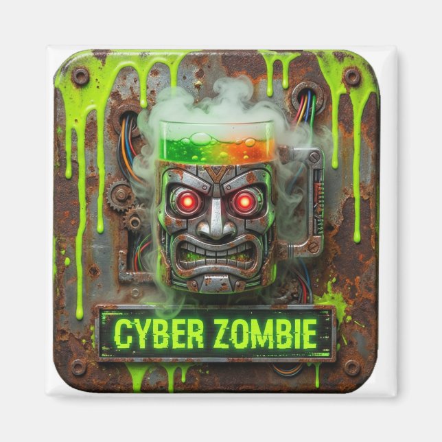 Cyber Zombie Absinthe Tiki Mug Magnet (Framsidan)