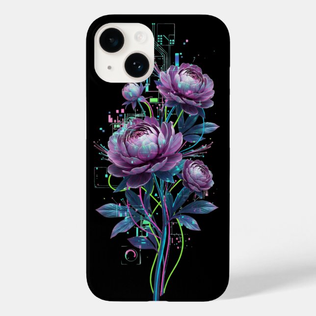 Cyberbotaniska neonblommor holografisk krets  (Baksida)