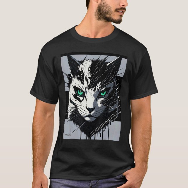 cyberdigital katt ver 1 t shirt (Framsida)