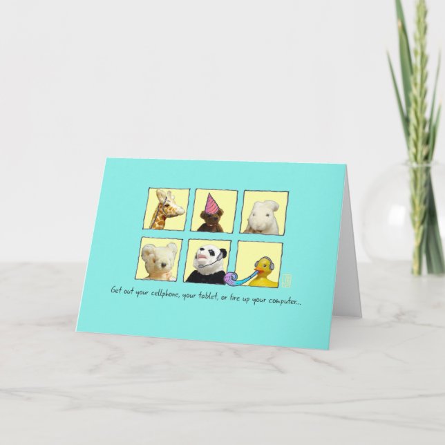 Cyberdjur i Party i Windows-födelsedagskort Kort (Framsida)