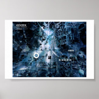 Cyberfunk-kaotiska dimensioner urbaneffekt poster