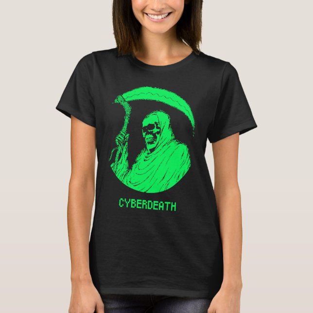 Cybergoth Clothes Alt Aesthetic  Cyber Death Grim  T Shirt (Framsida)