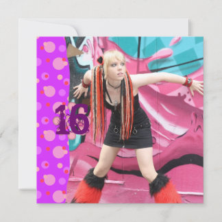 Cybergoth Rosa Polka Dot Sweet 16 Birthday Inbjudn Inbjudningar