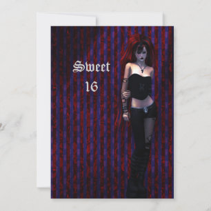 Cybergoth Vampire Sweet 16 Birthday Inbjudningar