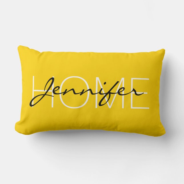 Cybergul färg hem monogram lumbarkudde (Framsida)