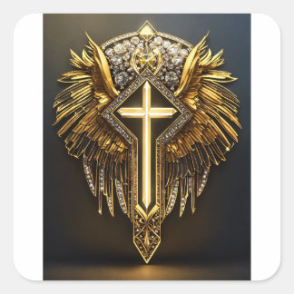 CyberLion: Geometric Roar för Futuristiska Fyrkantigt Klistermärke