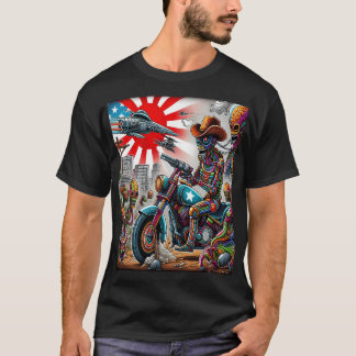 Cybernetic Bikers in Psychedelic Apocalypse T Shirt