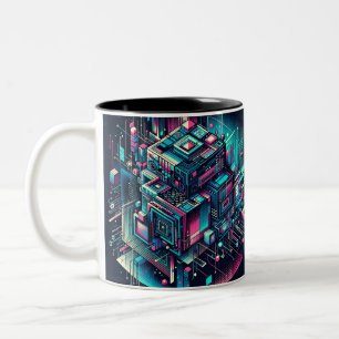 Cybernetic Dreamscape Två-Tonad Mugg