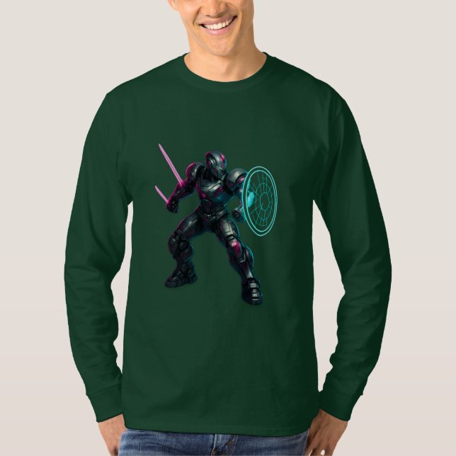 Cybernetic Gladiator – Neon Blade Warrior T Shirt (Framsida)