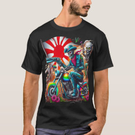Cybernetic Knight on Rainbow Motorcycle T Shirt