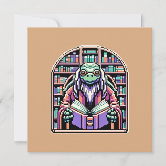 Cybernetic Turtle Librarian - Pixel Wisdom Keeper Inbjudningar (Framsida)