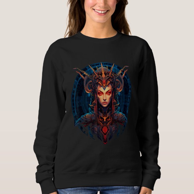 Cybernetic Zodiac Maiden Cyber inspired Cosmic Bea T Shirt (Framsida)