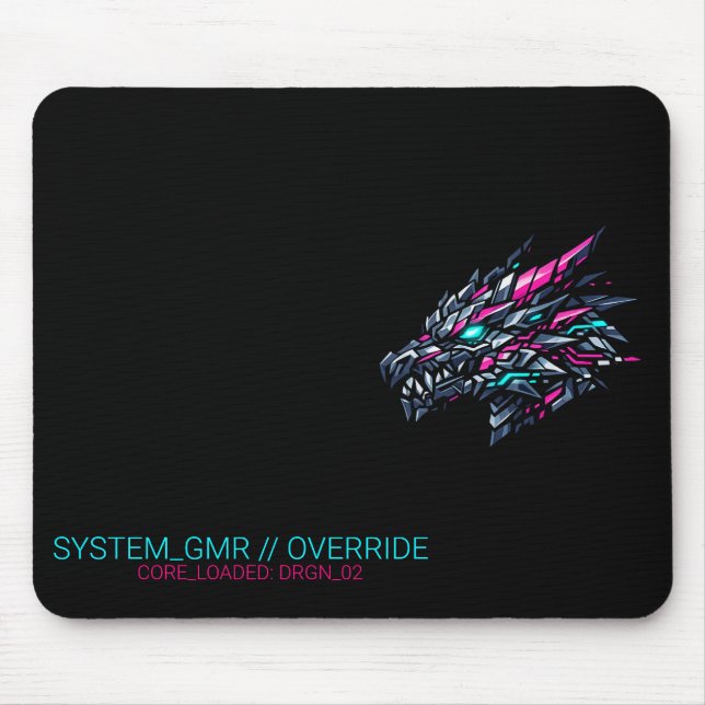 Cybernetisk Drak Neon Glitch Spel Musmatta (Framsidan)