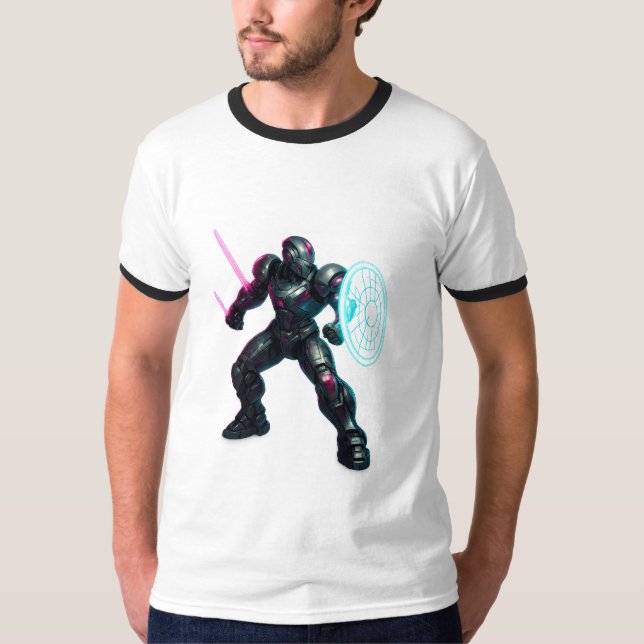 Cybernetisk Gladiator – Neonbladskrigare T Shirt (Framsida)