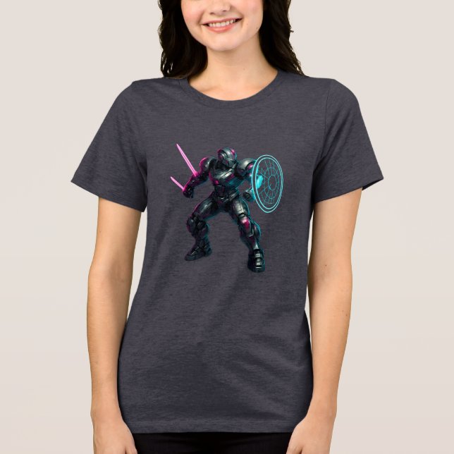 Cybernetisk Gladiator – Neonbladskrigare T Shirt (Framsida)