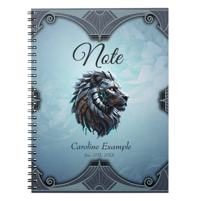 Cybernetisk Lejon Fusion of Power and Technology Anteckningsbok (Framsidan)