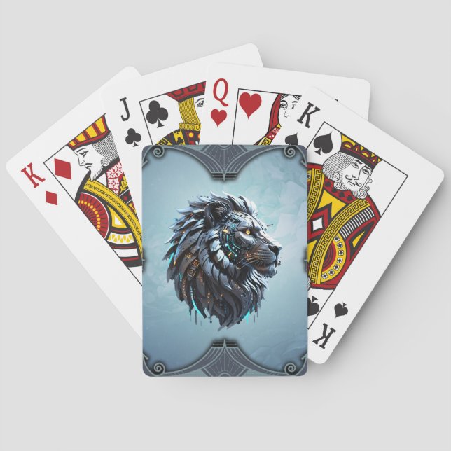 Cybernetisk Lejon Fusion of Power and Technology Casinokort (Baksidan)