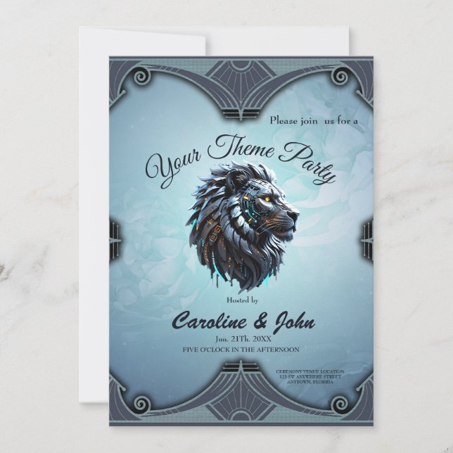 Cybernetisk Lejon Fusion of Power and Technology Inbjudningar (Framsida)